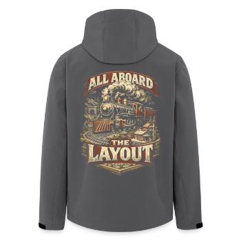 Model Railway Railway All Aboard The Layout - Men’s Recycled Softshell Jacket by Stanley/Stella - anthracite - Back - AI Model Male 185 light (185cm)
