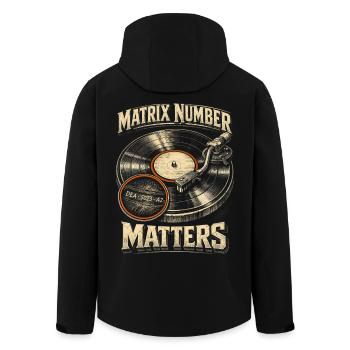 Vinyl Sammler Schallplatten Matrix Number Matters - Recycelte Männer Softshell-Jacke von Stanley/Stella - Schwarz - Hinten - AI Model Male 185 light (185cm)