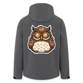 Owl Steampunk Cyborg Goggles Gears - Men’s Recycled Softshell Jacket by Stanley/Stella - black - Back - AI Model Male 185 light (185cm)