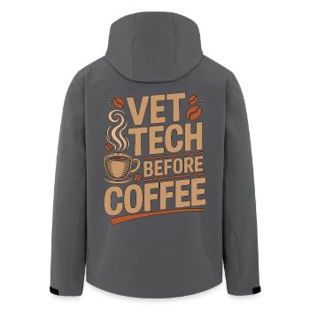 Vet Tech Before Coffee Pet Care Tech Coffee Lover - Recycelte Männer Softshell-Jacke von Stanley/Stella - Schwarz - Hinten - AI Model Male 185 light (185cm)