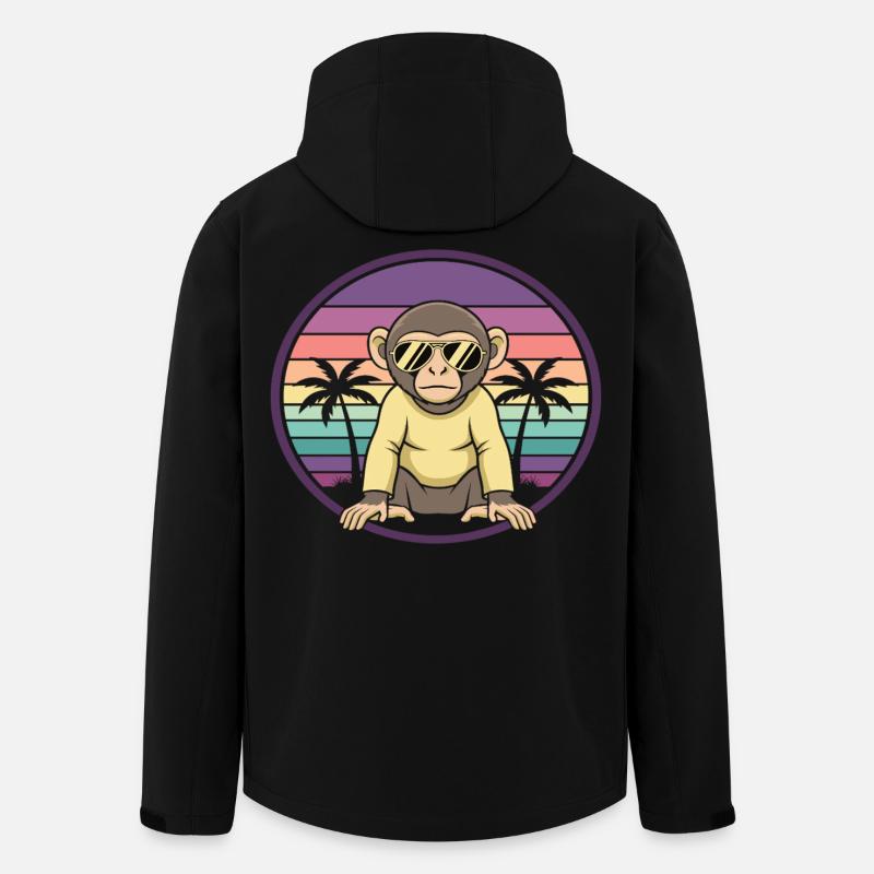 Cool Monkey Retro Summer Sunglasses - Men’s Recycled Softshell Jacket by Stanley/Stella - black