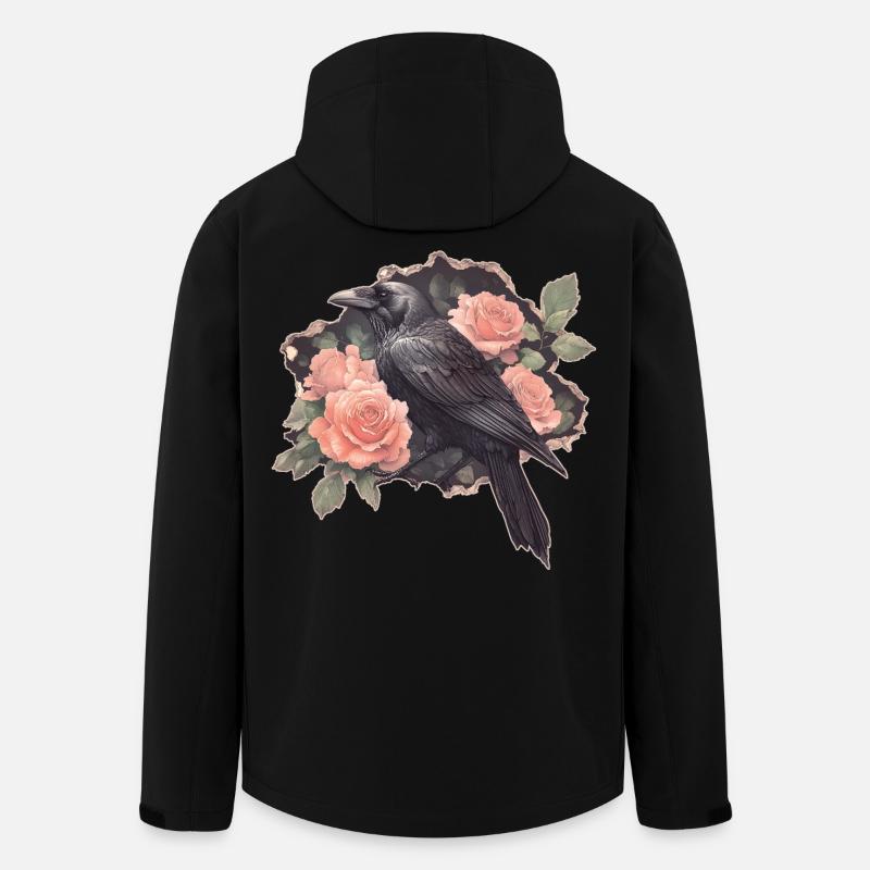 Rabe mit Rosen - Recycelte Männer Softshell-Jacke von Stanley/Stella - Schwarz