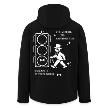 Vollzeitjob Und Trotzdem Hier, Sprit Zu Teuer - Recycelte Männer Softshell-Jacke von Stanley/Stella - Schwarz - Hinten - AI Model Male 185 light (185cm)