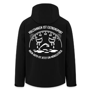 Volltanken Ist Extremsport. Mein Auto = Möbelstück - Recycelte Männer Softshell-Jacke von Stanley/Stella - Schwarz - Hinten - AI Model Male 185 light (185cm)