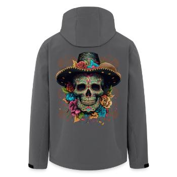 Crâne en sucre vibrant dans un sombrero floral - Veste softshell homme en polyester recyclé Stanley/Stella - noir - Dos - AI Model Male 185 light (185cm)