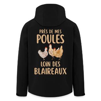 Près de mes poules loin des blaireaux - Veste softshell homme en polyester recyclé Stanley/Stella - noir - Dos - AI Model Male 185 light (185cm)