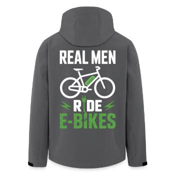 T-shirt E-Bike Vrais hommes Ride E-Bikes - Veste softshell homme en polyester recyclé Stanley/Stella - noir - Dos - AI Model Male 185 light (185cm)