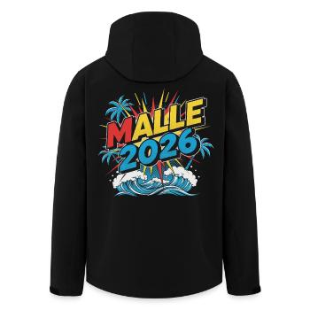 Malle 2026 Party Urlaub - Recycelte Männer Softshell-Jacke von Stanley/Stella - Schwarz - Hinten - AI Model Male 185 light (185cm)