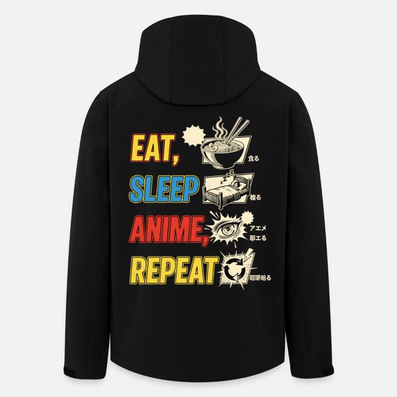 Eat Sleep Anime Repeat - Recycelte Männer Softshell-Jacke von Stanley/Stella - Schwarz