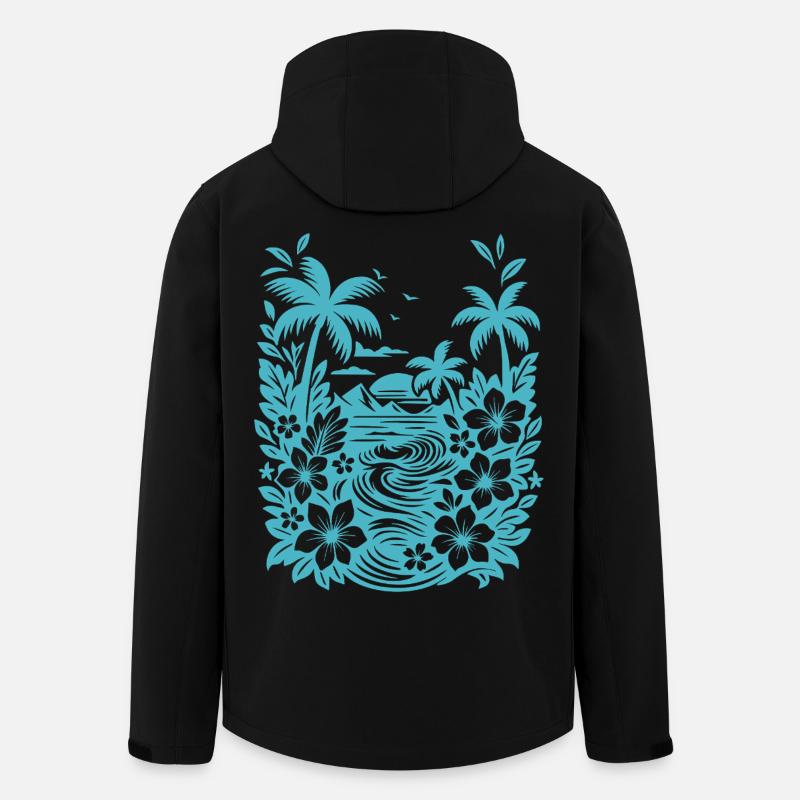 Beach Tropical Lagoon Silhouette - Men’s Recycled Softshell Jacket by Stanley/Stella - black