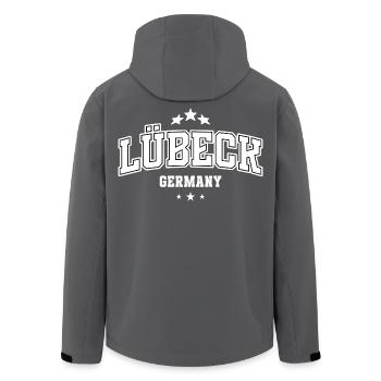 Lübeck Germany Shirt für Städte Fans Souvenir - Recycelte Männer Softshell-Jacke von Stanley/Stella - Schwarz - Hinten - AI Model Male 185 light (185cm)