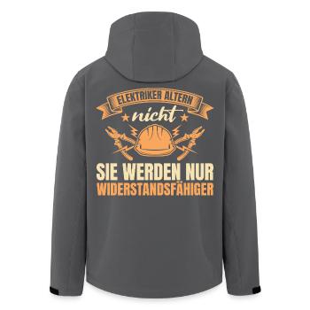 Elektriker altern nicht – Widerstandsfähiger - Recycelte Männer Softshell-Jacke von Stanley/Stella - Schwarz - Hinten - AI Model Male 185 light (185cm)