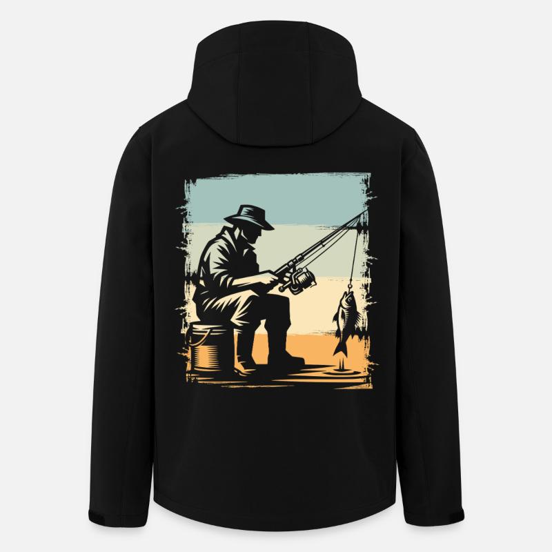 Fischer am Meeresufer im Retrostil - Recycelte Männer Softshell-Jacke von Stanley/Stella - Schwarz