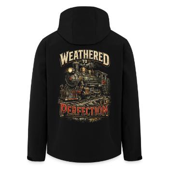 Chemin de fer miniature vieilli à la perfection - Veste softshell homme en polyester recyclé Stanley/Stella - noir - Dos - AI Model Male 185 light (185cm)