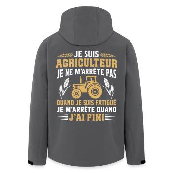 Je suis agriculteur  - Veste softshell homme en polyester recyclé Stanley/Stella - noir - Dos - AI Model Male 185 light (185cm)