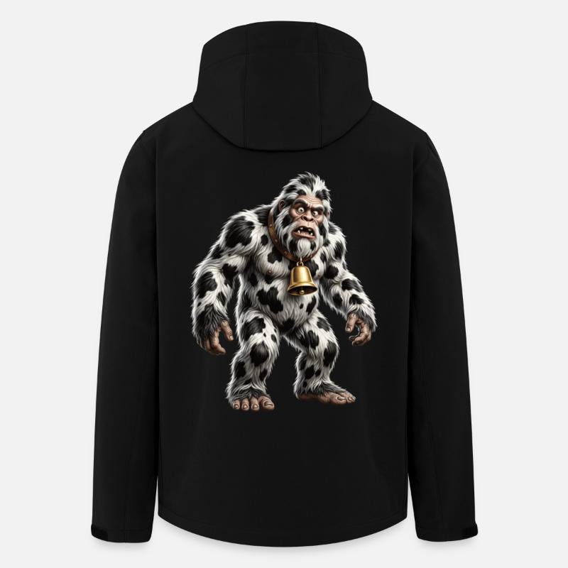 Lustiges gemischtes Bigfoot-Kuh-Muster - Recycelte Männer Softshell-Jacke von Stanley/Stella - Schwarz