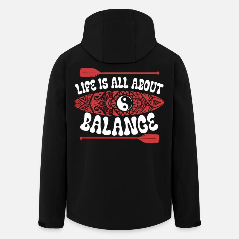 Livet med stående paddle handler om balance - Stanley/Stella herre softshelljakke i genanvendt polyester - sort
