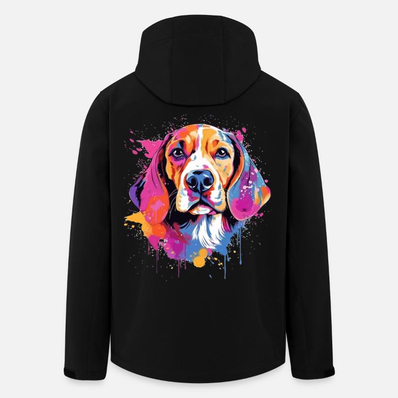Farbenfrohe Splash-Art-Beagle-Hund - Recycelte Männer Softshell-Jacke von Stanley/Stella - Schwarz