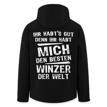 Winzer - Recycelte Männer Softshell-Jacke von Stanley/Stella - Schwarz - Hinten - AI Model Male 185 light (185cm)