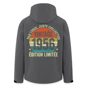 Vintage 1956 Édition Limitée Cadeau Anniversaire - Veste softshell homme en polyester recyclé Stanley/Stella - noir - Dos - AI Model Male 185 light (185cm)