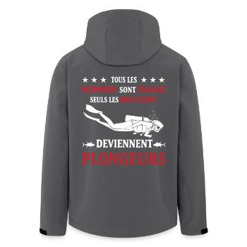 Plongeur Humour Tous les Hommes Sont Égaux Plongée - Veste softshell homme en polyester recyclé Stanley/Stella - noir - Dos - AI Model Male 185 light (185cm)