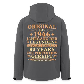 80. Geburtstag Original 1946 Jahrgang Geschenk - Recycelte Männer Softshell-Jacke von Stanley/Stella - Schwarz - Hinten - AI Model Male 185 light (185cm)