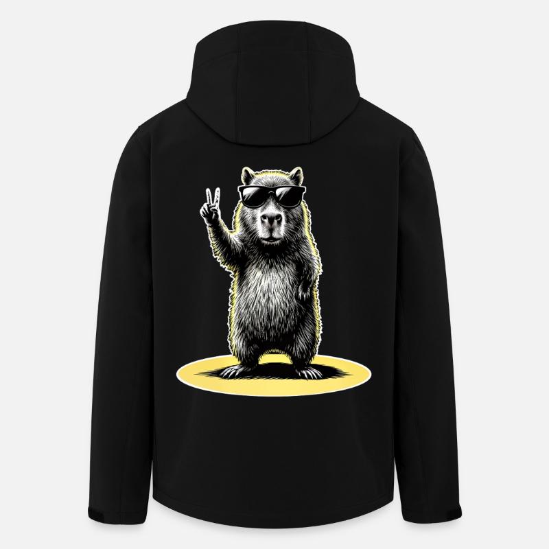 Capybara Peace - Men’s Recycled Softshell Jacket by Stanley/Stella - black