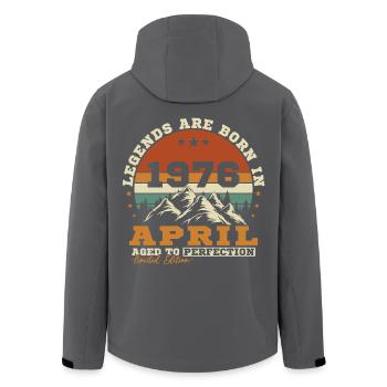 April 1976 Vintage Birthday Gift - Men’s Recycled Softshell Jacket by Stanley/Stella - black - Back - AI Model Male 185 light (185cm)