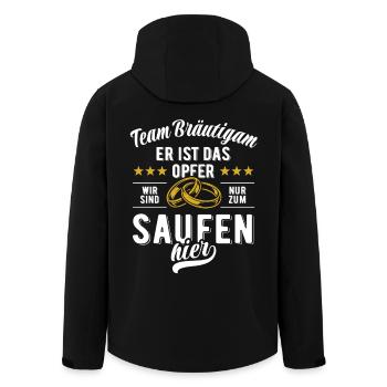 JGA Team Bräutigam Er ist das Opfer - Bier saufen - Recycelte Männer Softshell-Jacke von Stanley/Stella - Schwarz - Hinten - AI Model Male 185 light (185cm)
