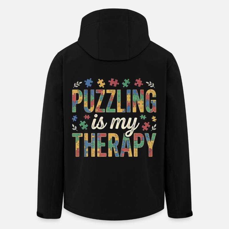 Puzzle is my Therapy - Puzzle rétro - Veste softshell homme en polyester recyclé Stanley/Stella - noir