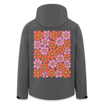Retro Groovy Flowers – 70s Folk Art Screenprint De - Men’s Recycled Softshell Jacket by Stanley/Stella - black - Back - AI Model Male 185 light (185cm)