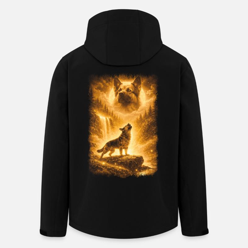 German Shepherd, Moon - Men’s Recycled Softshell Jacket by Stanley/Stella - black