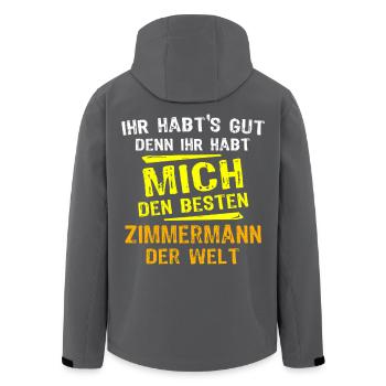 Zimmermann Geschenk - Recycelte Männer Softshell-Jacke von Stanley/Stella - Schwarz - Hinten - AI Model Male 185 light (185cm)