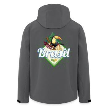 Brasilien Tukan Retro Samba Karneval Souvenir - Recycelte Männer Softshell-Jacke von Stanley/Stella - Schwarz - Hinten - AI Model Male 185 light (185cm)