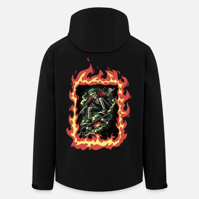Flammen Skelett Skateboard - Recycelte Männer Softshell-Jacke von Stanley/Stella - Schwarz