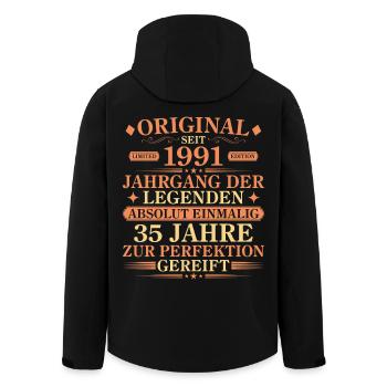 Original 1991 Jahrgang der Legenden 35 Jahre - Recycelte Männer Softshell-Jacke von Stanley/Stella - Schwarz - Hinten - AI Model Male 185 light (185cm)