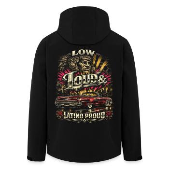 Lowrider Auto Low Loud Latino Proud - Recycelte Männer Softshell-Jacke von Stanley/Stella - Schwarz - Hinten - AI Model Male 185 light (185cm)