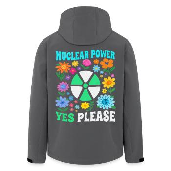 Nuclear power yes with flowers please - Men’s Recycled Softshell Jacket by Stanley/Stella - black - Back - AI Model Male 185 light (185cm)
