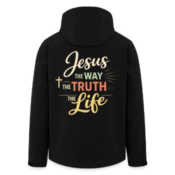 Jesus Bibelvers Der Weg Die Wahrheit Das Leben - Recycelte Männer Softshell-Jacke von Stanley/Stella - Schwarz - Hinten - AI Model Male 185 light (185cm)