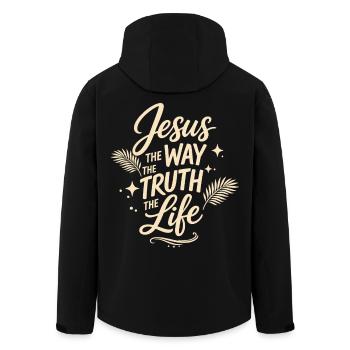 Jesus Bibelvers Der Weg Die Wahrheit Das Leben  - Recycelte Männer Softshell-Jacke von Stanley/Stella - Schwarz - Hinten - AI Model Male 185 light (185cm)