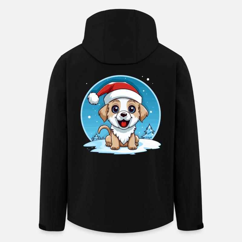 Winter dog with santa hat - Men’s Recycled Softshell Jacket by Stanley/Stella - black