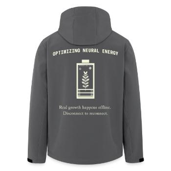 Neural Energy Backprint – Aesthetic Mental Health - Men’s Recycled Softshell Jacket by Stanley/Stella - black - Back - AI Model Male 185 light (185cm)