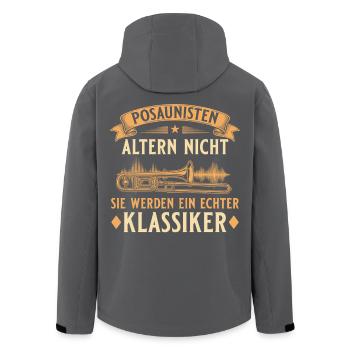 Posaunisten altern nicht – Echter Klassiker - Recycelte Männer Softshell-Jacke von Stanley/Stella - Schwarz - Hinten - AI Model Male 185 light (185cm)