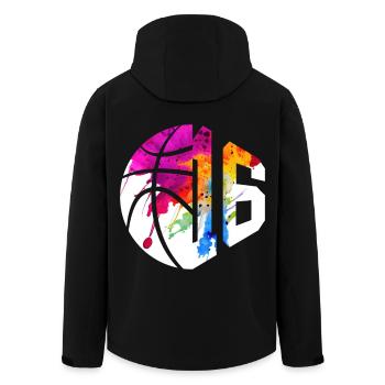 NON. 16 NUMÉRO 16 BASKET 16E ANNIVERSAIRE - Veste softshell homme en polyester recyclé Stanley/Stella - noir - Dos - AI Model Male 185 light (185cm)