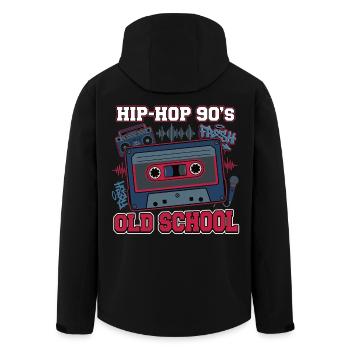 Hip Hop 90s Oldschool Cassette Retro - Men’s Recycled Softshell Jacket by Stanley/Stella - black - Back - AI Model Male 185 light (185cm)