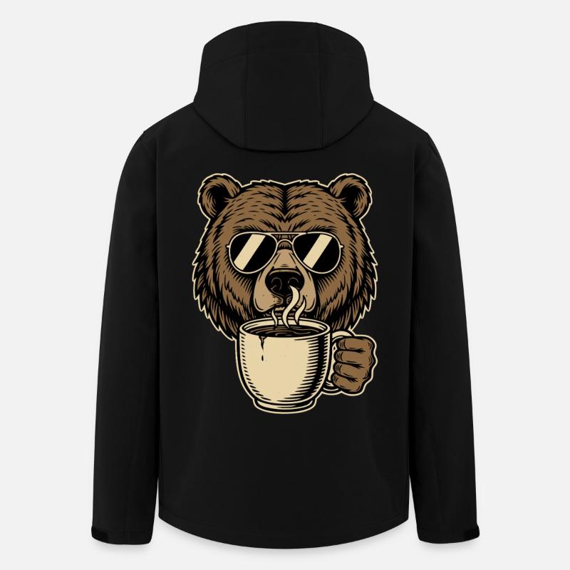 Bearly Awake Kaffee Bär - Recycelte Männer Softshell-Jacke von Stanley/Stella - Schwarz