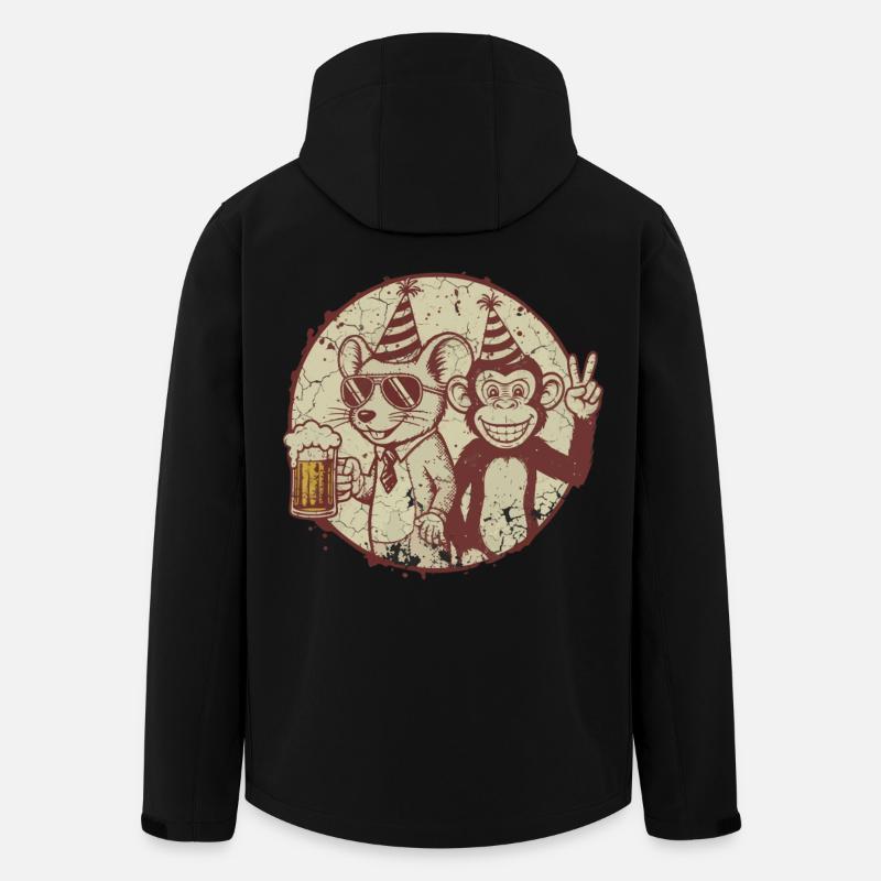 Party Mouse Monkey Beer - Men’s Recycled Softshell Jacket by Stanley/Stella - black