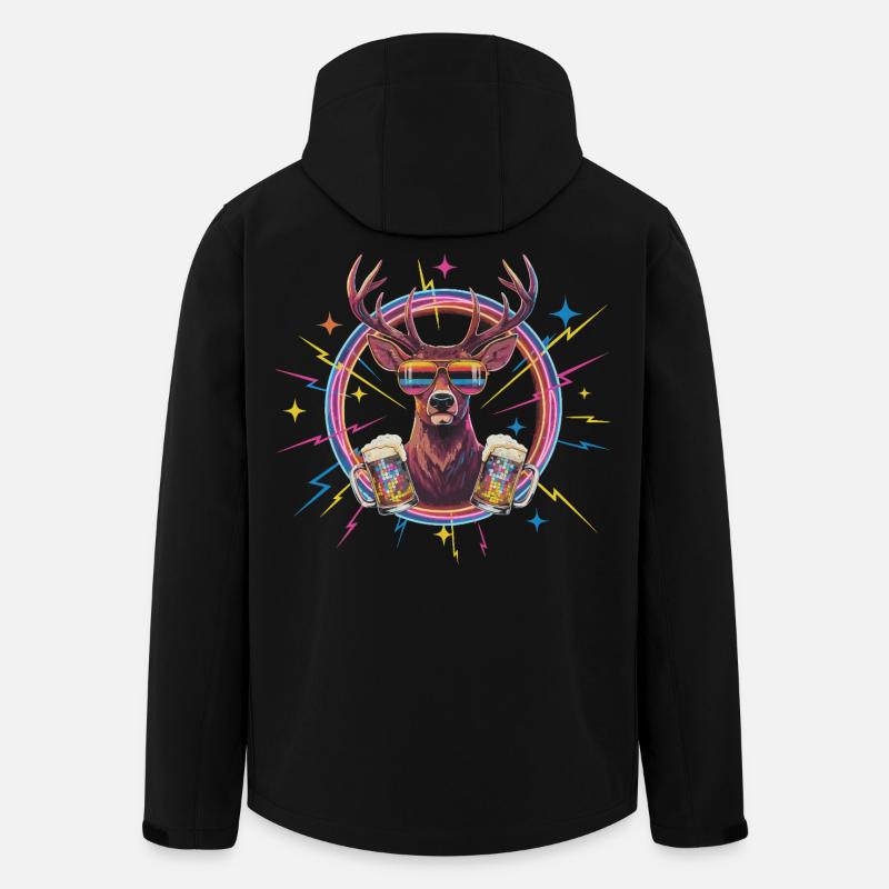 Retro Deer Disco Beer - Men’s Recycled Softshell Jacket by Stanley/Stella - black