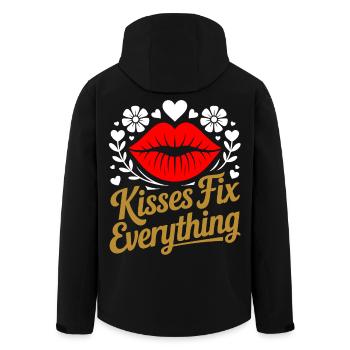 Kisses heal everything - Men’s Recycled Softshell Jacket by Stanley/Stella - black - Back - AI Model Male 185 light (185cm)