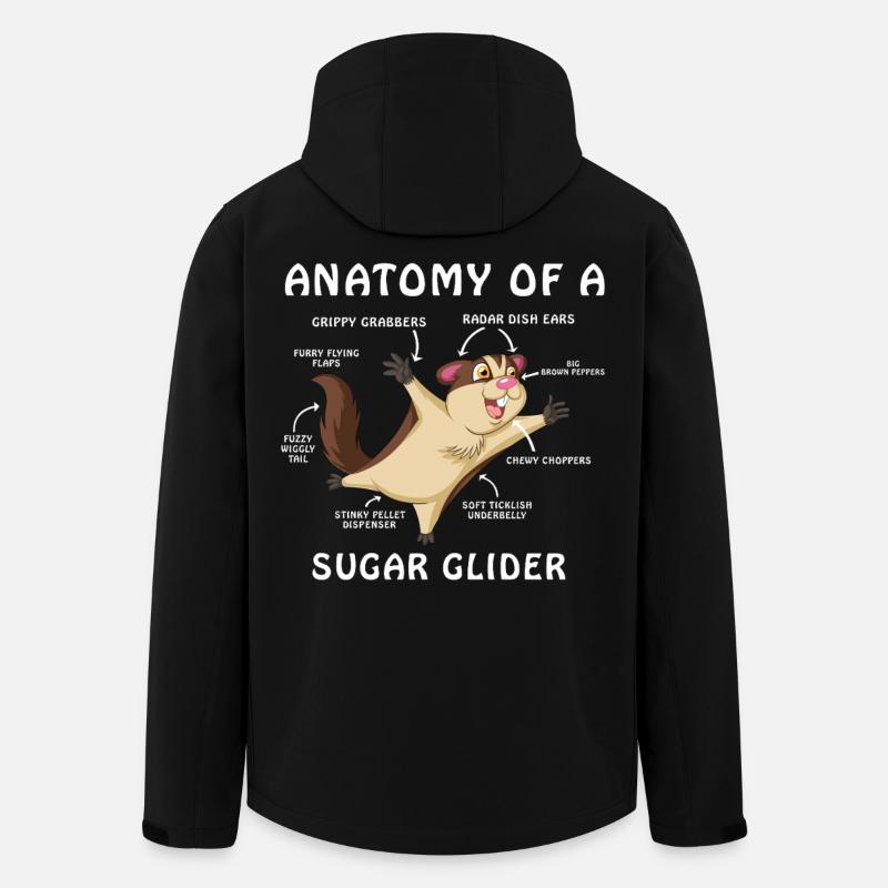 Sugar Glider Anatomy Shirt - Men’s Recycled Softshell Jacket by Stanley/Stella - black